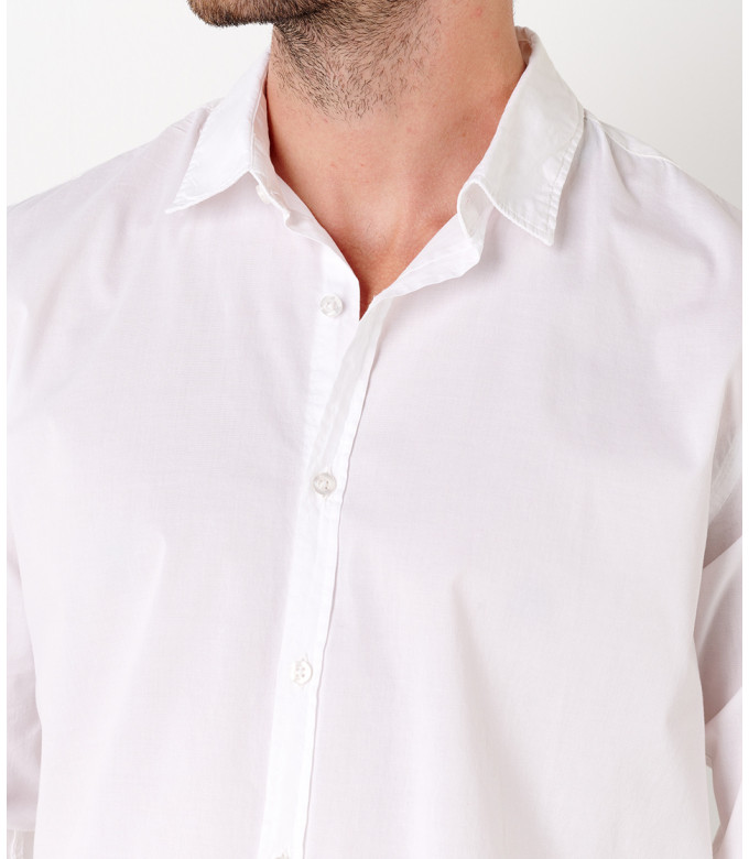 VARDY - Casual cotton-voile shirt, white 