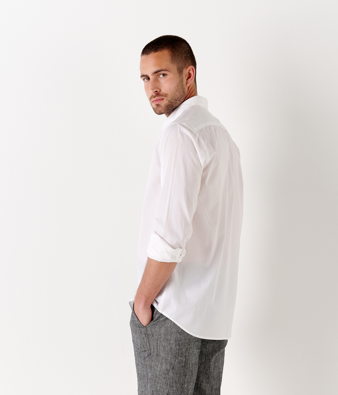 Camisa de gasa blanca top