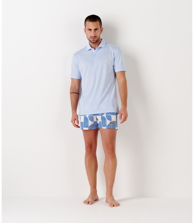 WESTON - Polo jersey en coton, ciel