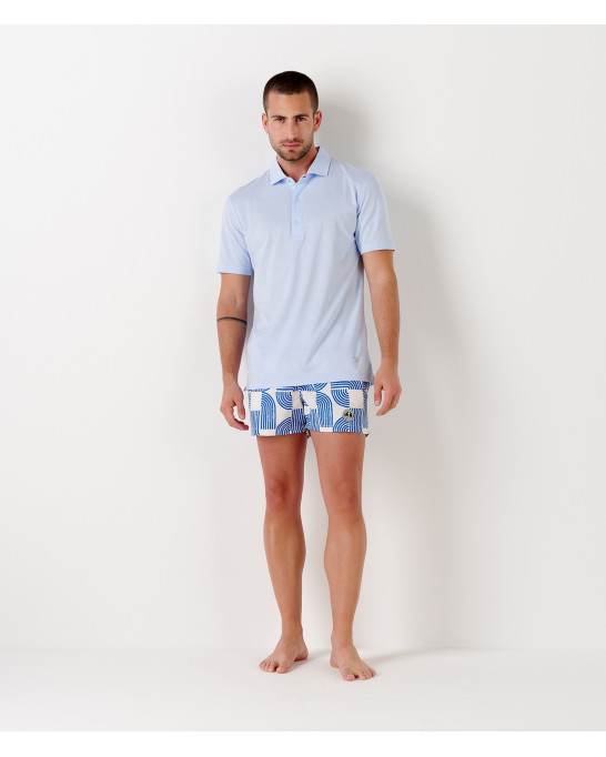 WESTON - Polo jersey en coton, ciel