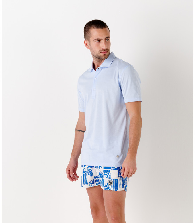WESTON - Cotton jersey polo shirt, light blue