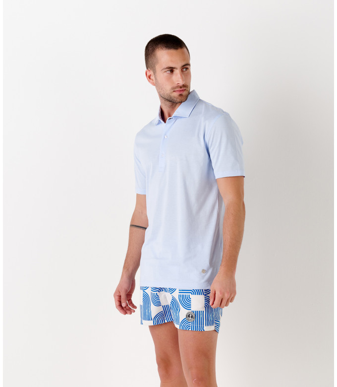 WESTON - Polo jersey en coton, ciel