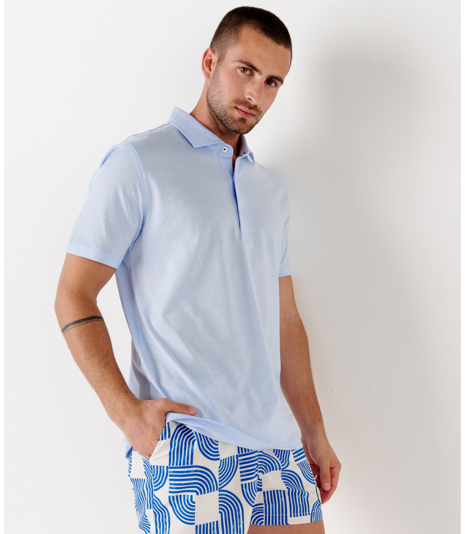 WESTON - Polo jersey en coton, ciel