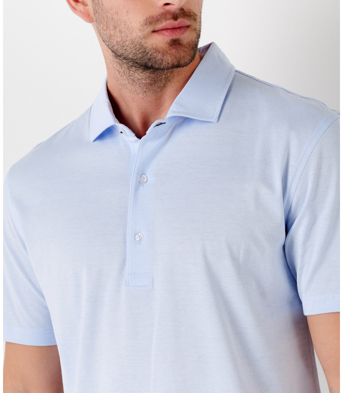 WESTON - Polo jersey en coton, ciel