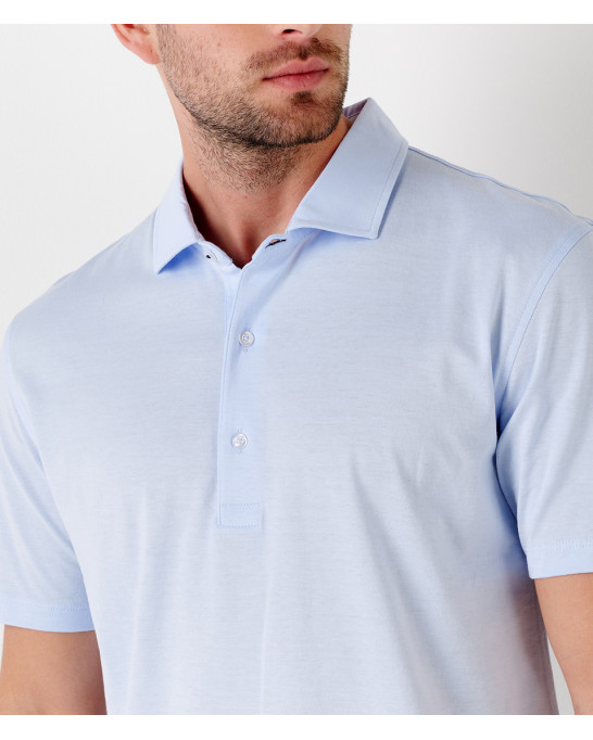 WESTON - Cotton jersey polo shirt, light blue