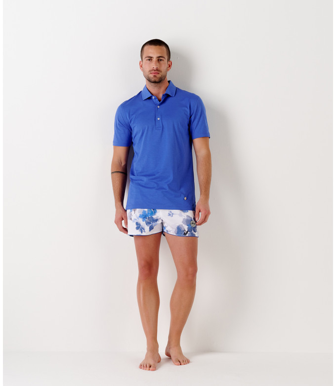 WESTON - Cotton indigo polo shirt