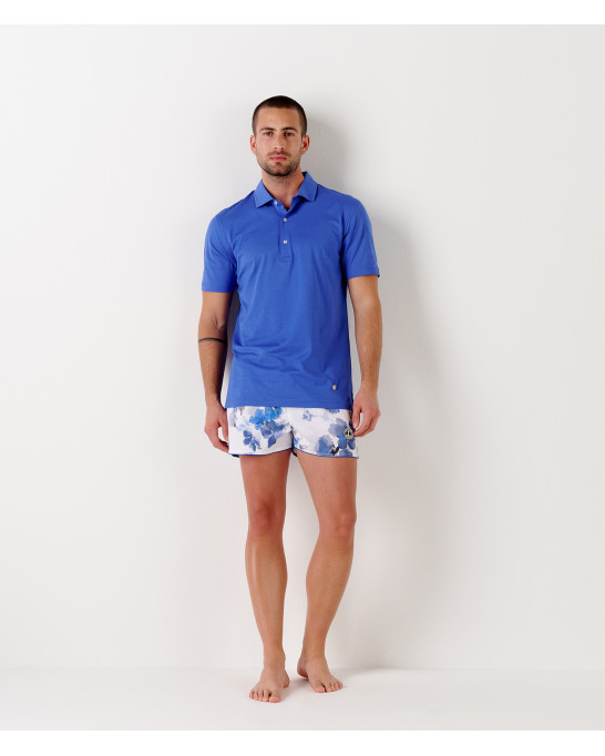 WESTON -  Cotton indigo polo shirt