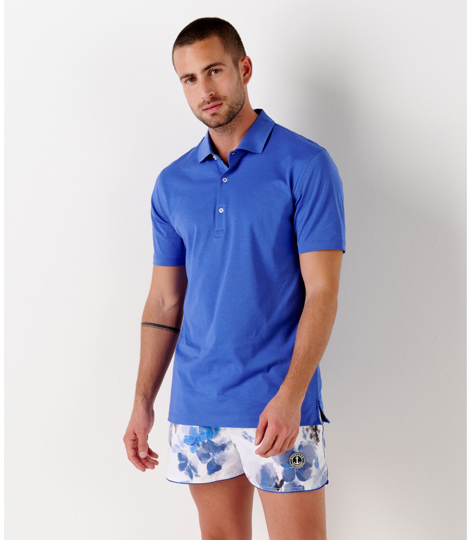 WESTON - Cotton indigo polo shirt