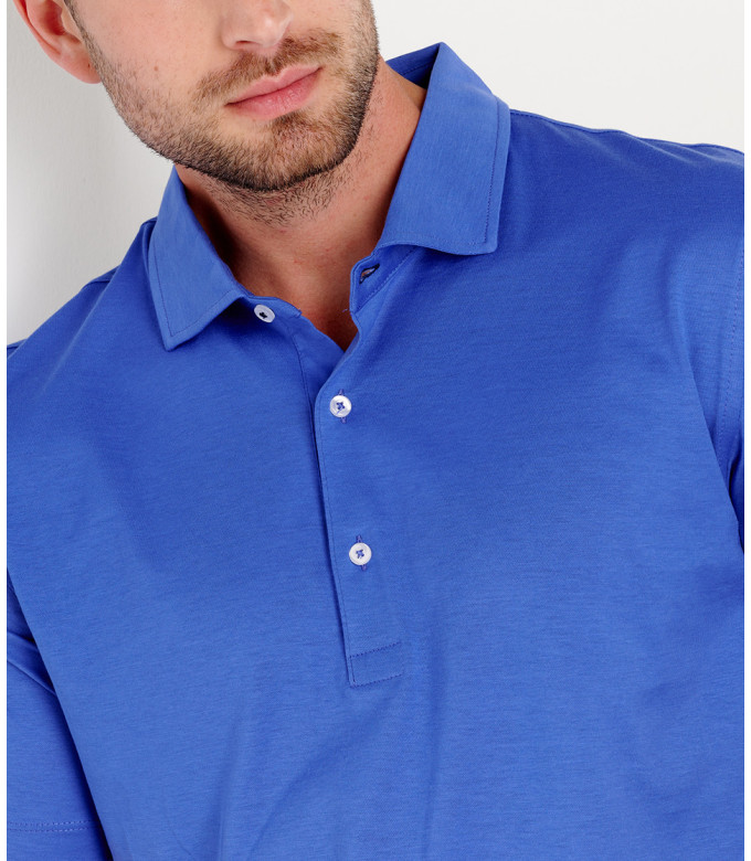 WESTON -  Cotton indigo polo shirt