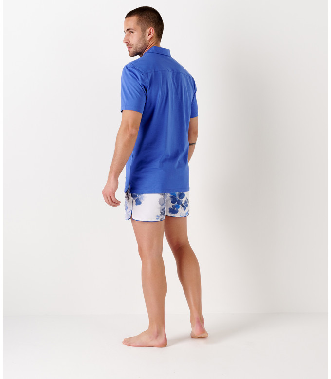 WESTON - Cotton indigo polo shirt