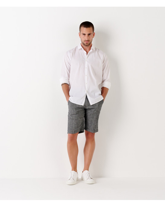 TURNER - Slim fit linen-blend bermudas, dark grey