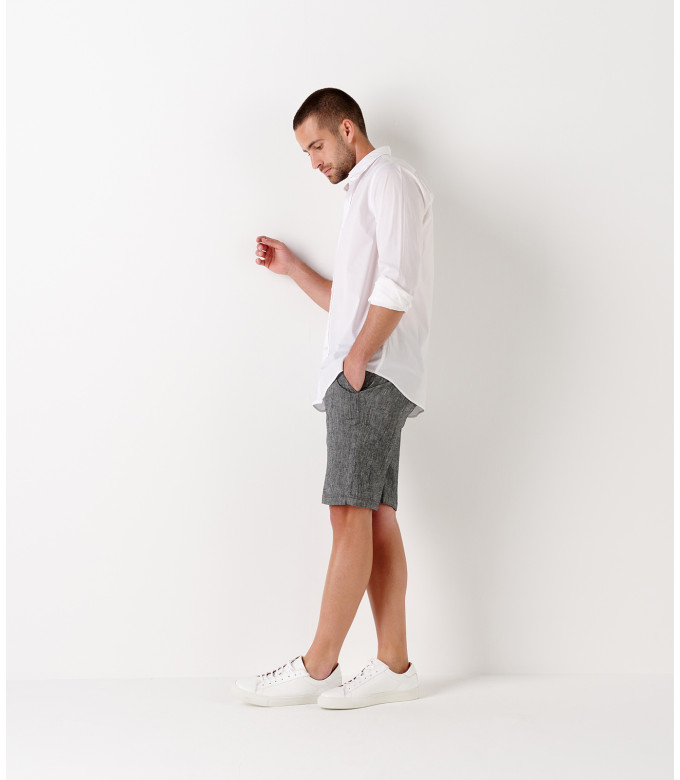 TURNER - Slim fit linen-blend bermudas, dark grey