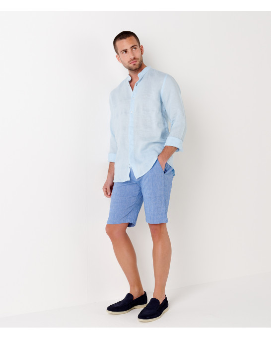 TURNER - Slim fit linen-blend bermudas, light blue  