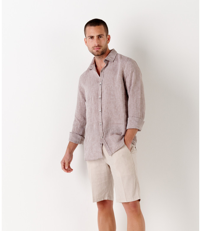 TURNER -  Slim fit linen-blend bermudas, camel