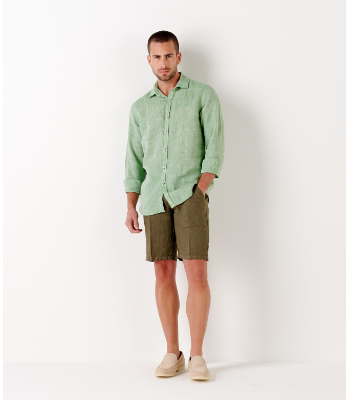 COLORADO - Casual kaki linen bermuda