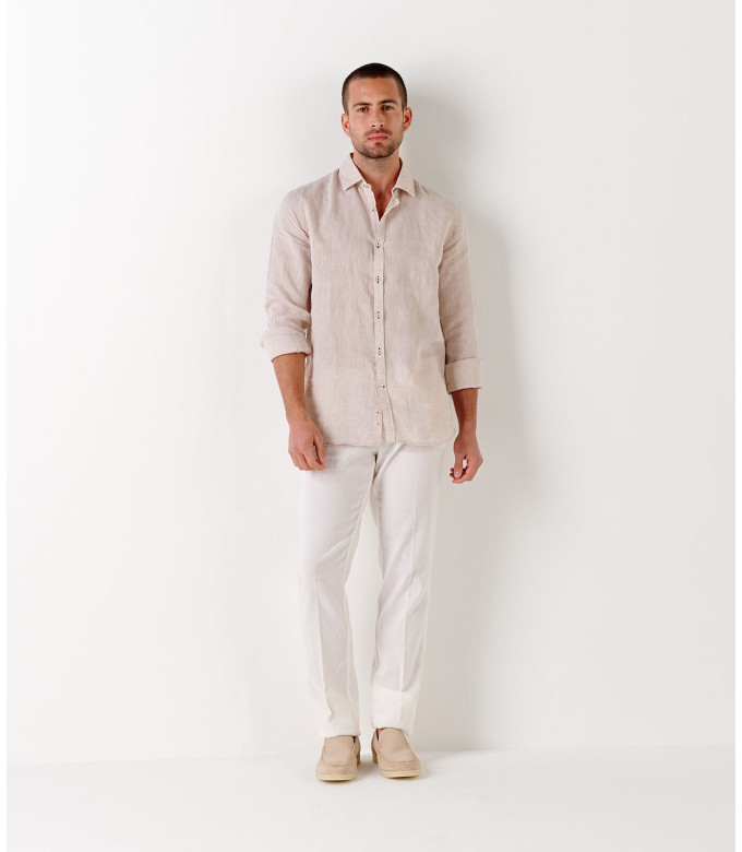 GORDON -  White linen chino pant