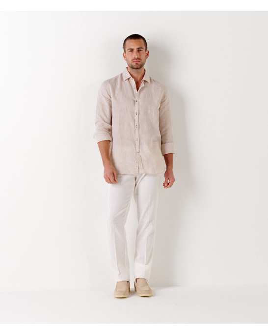 GORDON -  White linen chino pant