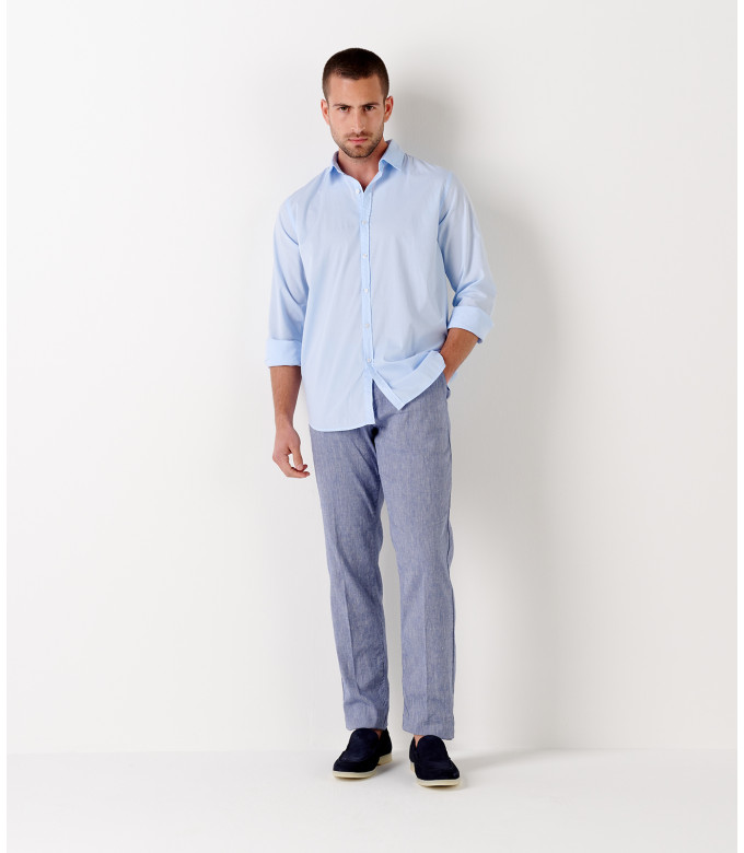 VARDY - Casual cotton-voile shirt, light blue 