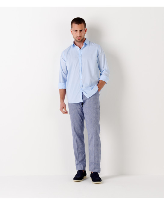 VARDY - Casual cotton-voile shirt, light blue 