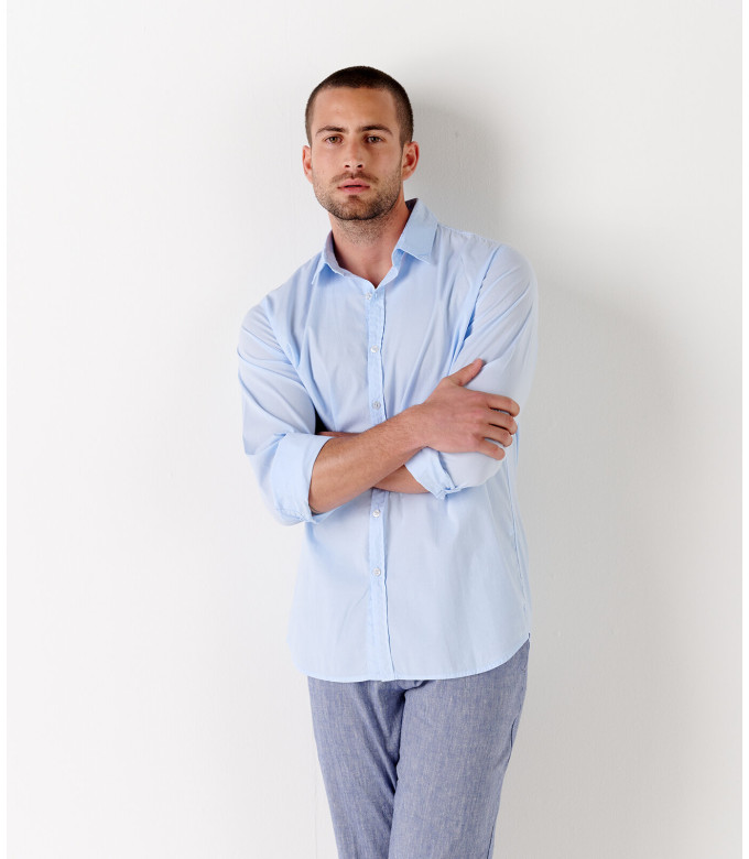 VARDY - Casual cotton-voile shirt, light blue 