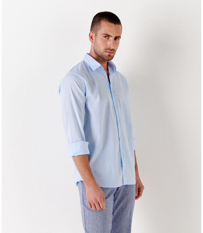 VARDY - Casual cotton-voile shirt, light blue 