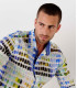 ROSS - Chemise en lin homme regular à imprimé couleurs pantones blanche