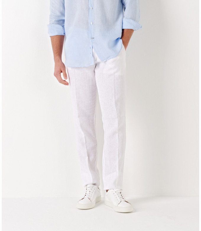 DYLAN - Pantalon en lin décontracté, blanc
