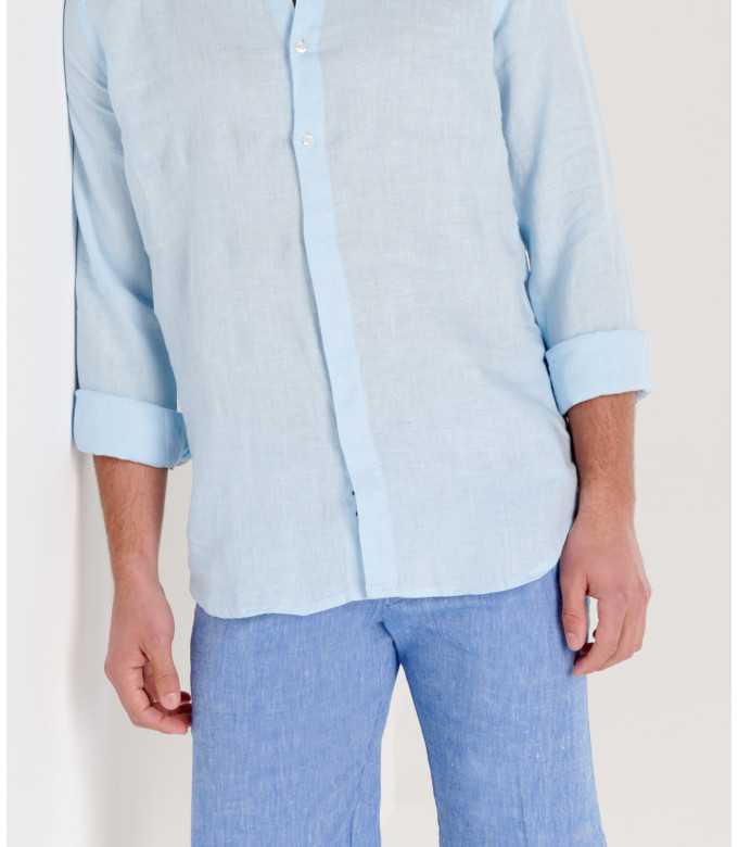 TURNER - Slim fit linen-blend bermudas, light blue 