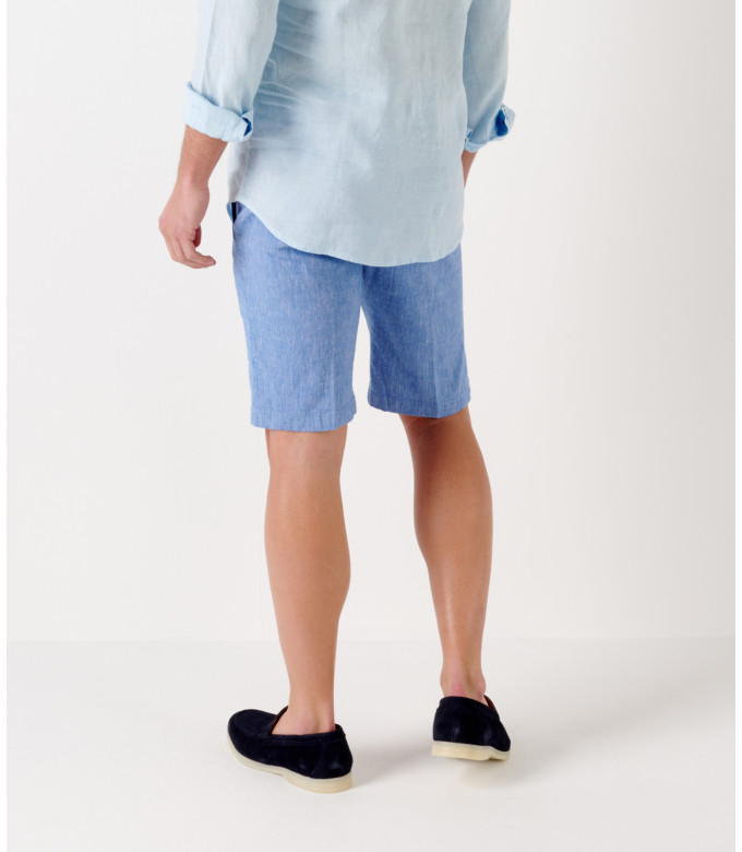 TURNER - Slim fit linen-blend bermudas, light blue 