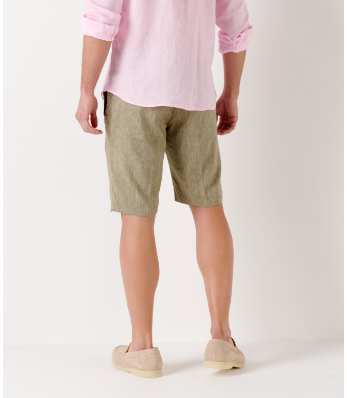KAKI SLIM FIT LINEN-BLEND BERMUDAS TURNER