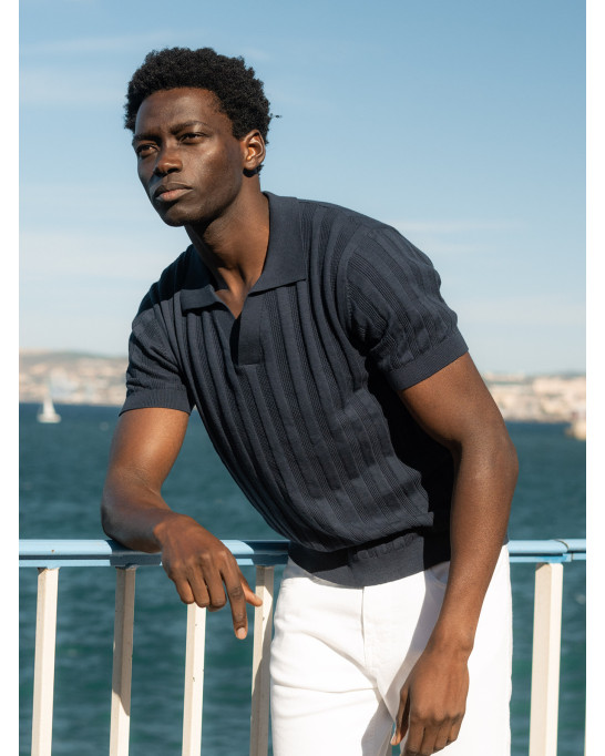 DAYA - Chemise en maille fantaisie marine