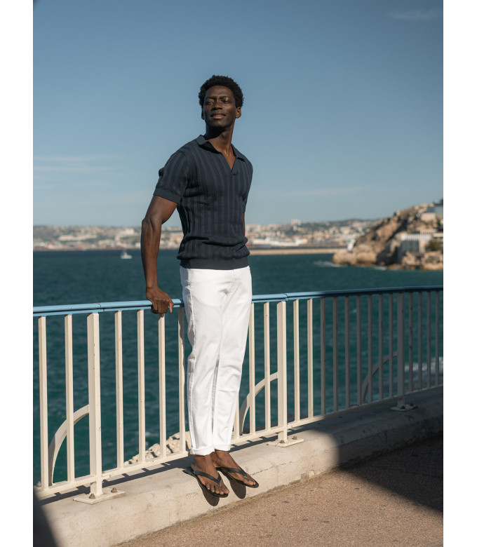 DAYA - Chemise en maille fantaisie marine
