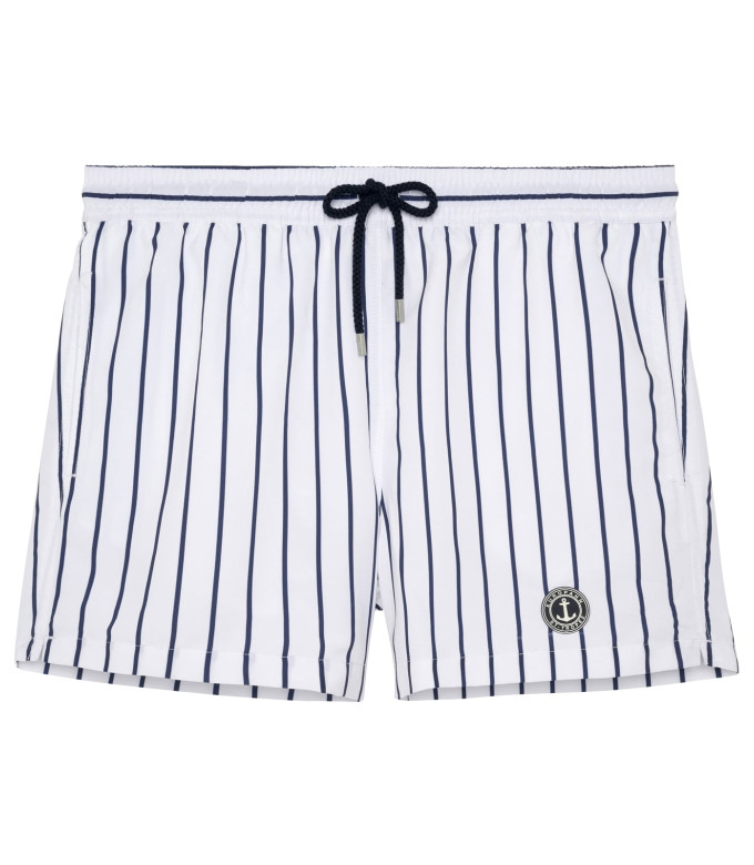 SID - Tennis stripes print white swimshorts