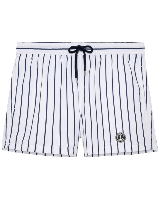 SID - Short de bain imprimé rayures tennis blanc
