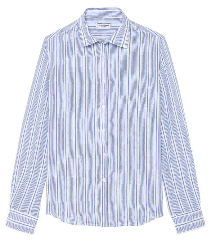 ITALIA - Chemise en lin mélangé rayé océan