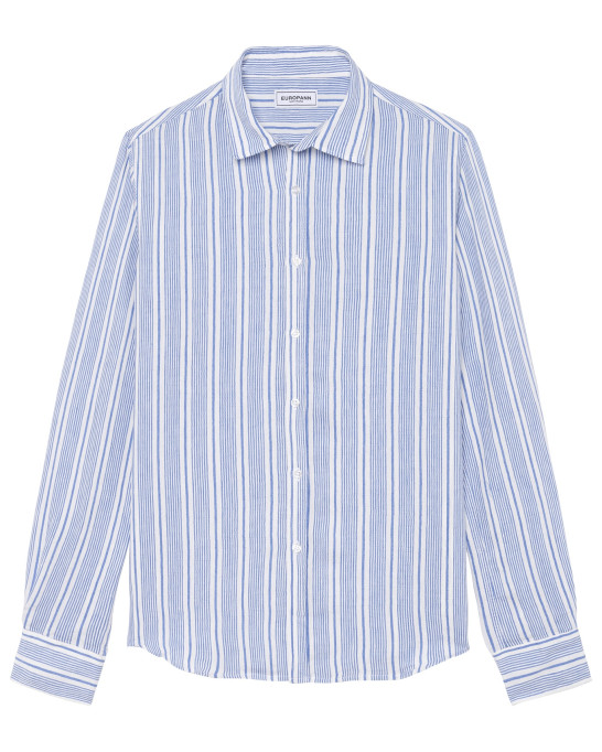 ITALIA - Chemise en lin mélangé rayé océan