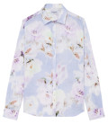 MALTA - Chemise en lin imprimé fleurs parme