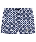 FLORES - Short de bain imprimé fleuri géométrique marine