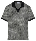 PORTOFINO - Navy geometric jacquard polo