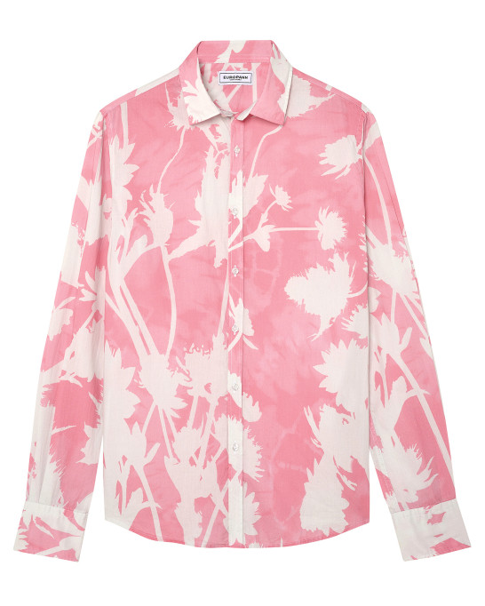 MALAGA - Chemise en coton imprimé fleurs rose