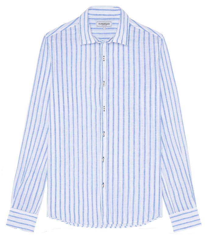 TENNIS -Linen striped shirt white