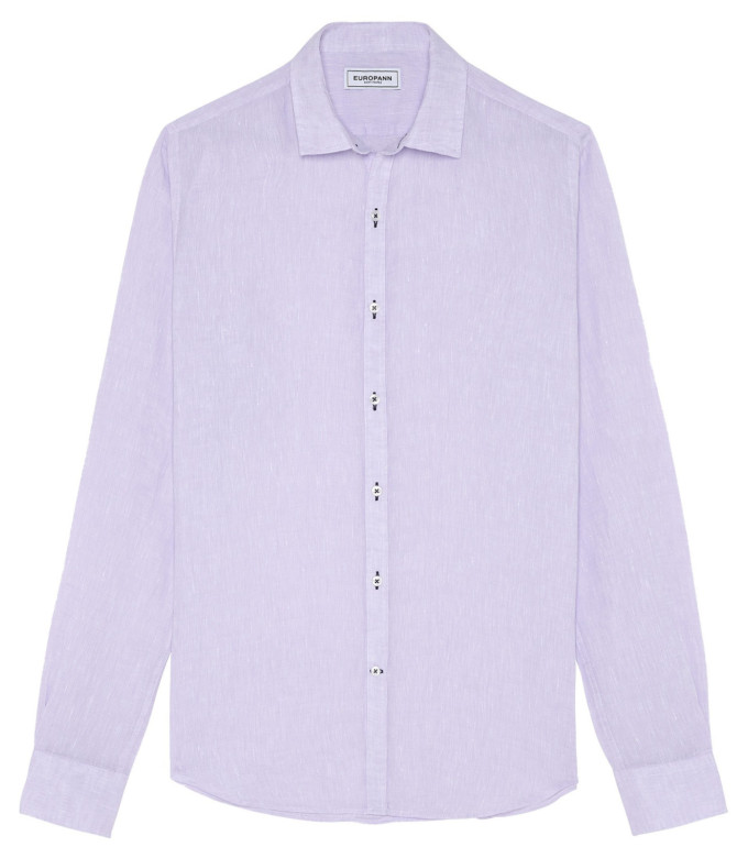 JONAS - Plain lila linen shirt