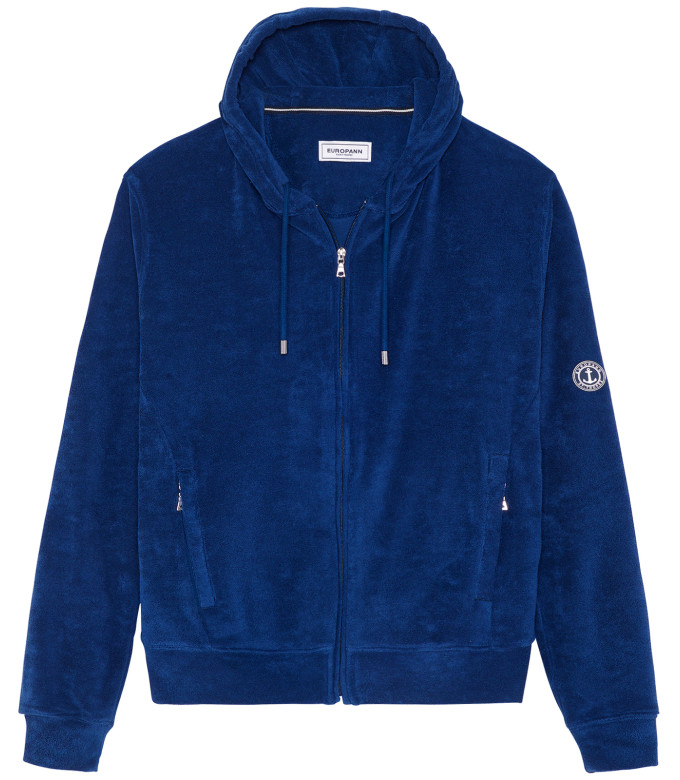 SACHA - Veste éponge à capuche indigo