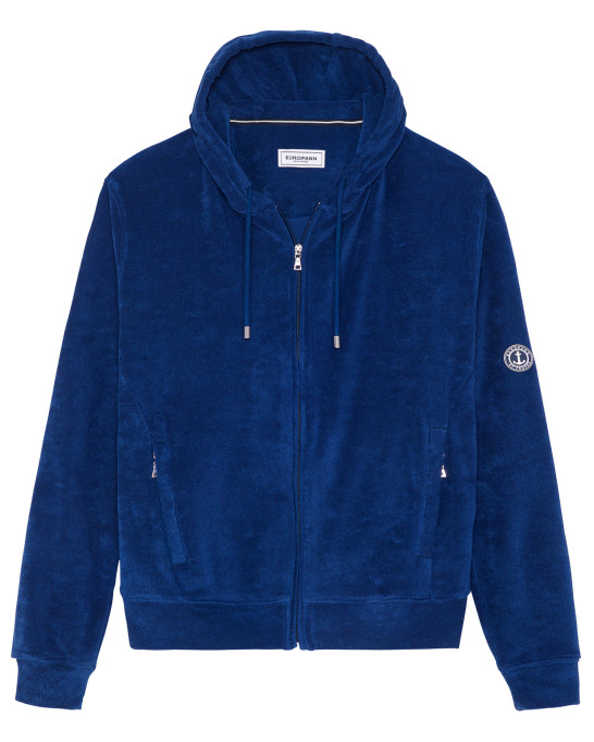SACHA - Veste éponge à capuche indigo