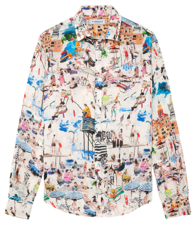PLAYA - Chemise en lin imprimé St Tropez écru
