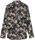 FLOWER - Cotton navy blue flower printed shirt
