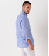 TENNIS - Camisa de linho listrada azul de corte clássico