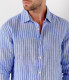 TENNIS - Camicia di lino a righe blu dal taglio classico