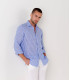 TENNIS - Camicia di lino a righe blu dal taglio classico