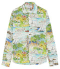 PORTO - Chemise en lin imprimé paysage tropical vert